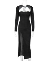 Women's Long Sleeve Bodycon Dress with Side Slit – Slim Fit