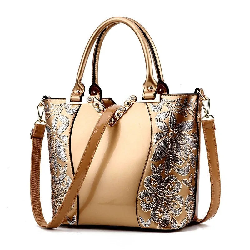 Elegant Sequin Embellished Patent Purse-Cleopatra Fashion