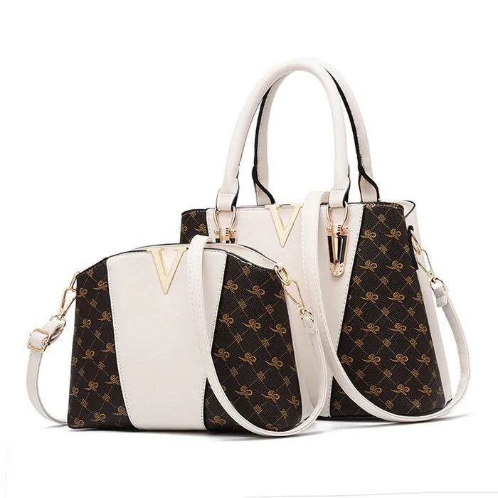 Ladies' Leather Duo Handbag Set-Cleopatra Fashion