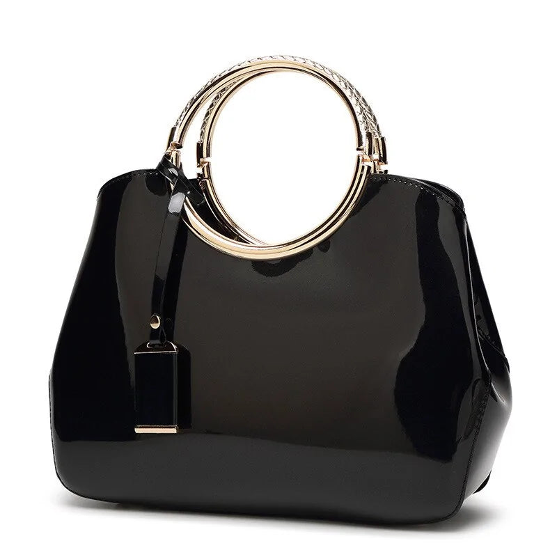 Patent Leather Chic Tote-Cleopatra Fashion
