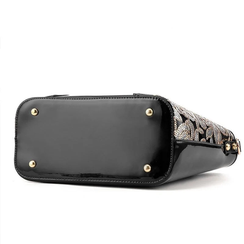 Elegant Sequin Embellished Patent Purse-Cleopatra Fashion