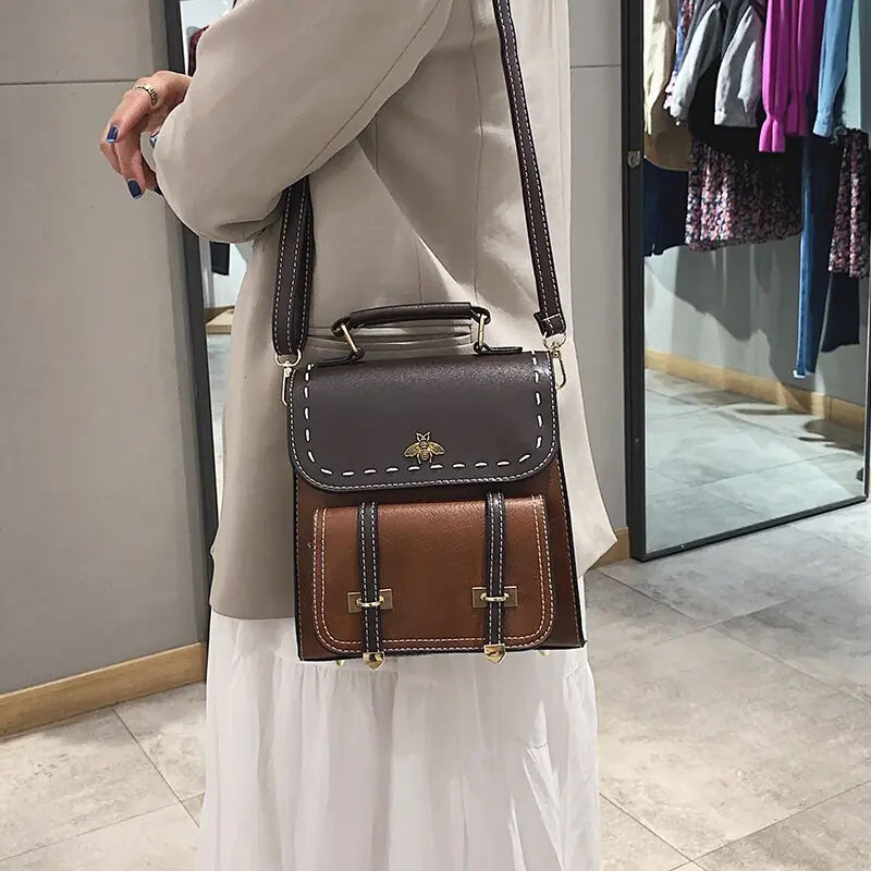 Chic Vintage PU Leather Backpack-Cleopatra Fashion