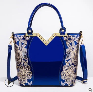 Elegant Sequin Embellished Patent Purse-Cleopatra Fashion