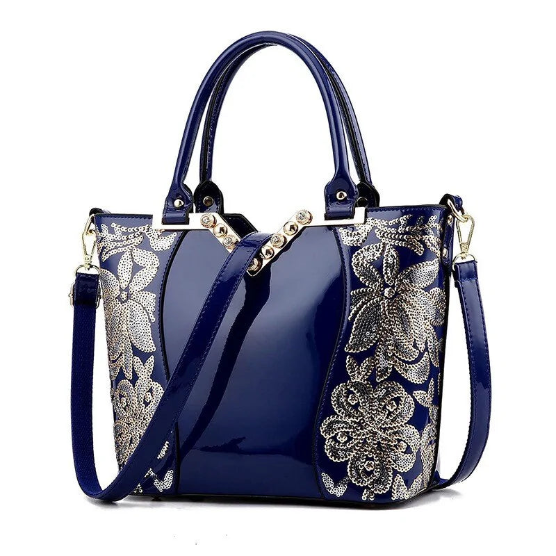 Elegant Sequin Embellished Patent Purse-Cleopatra Fashion