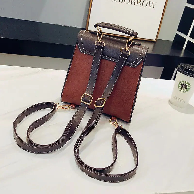 Chic Vintage PU Leather Backpack-Cleopatra Fashion