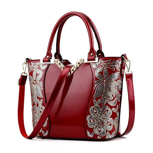 Elegant Sequin Embellished Patent Purse-Cleopatra Fashion