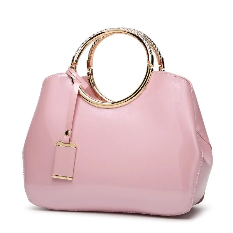 Patent Leather Chic Tote-Cleopatra Fashion