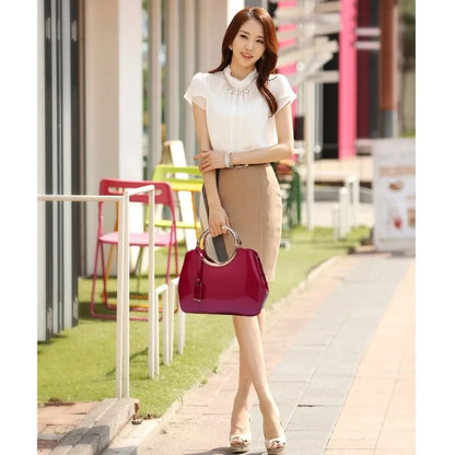 Patent Leather Chic Tote-Cleopatra Fashion