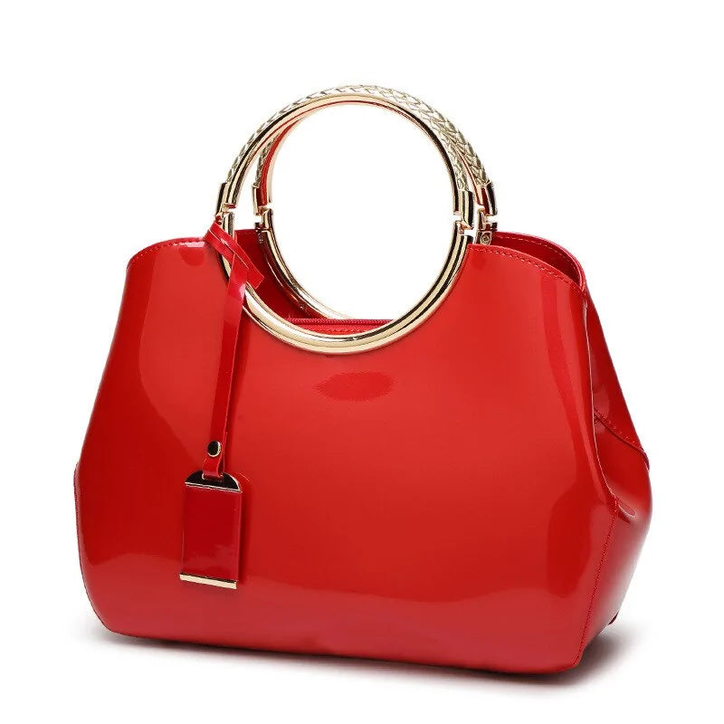 Patent Leather Chic Tote-Cleopatra Fashion