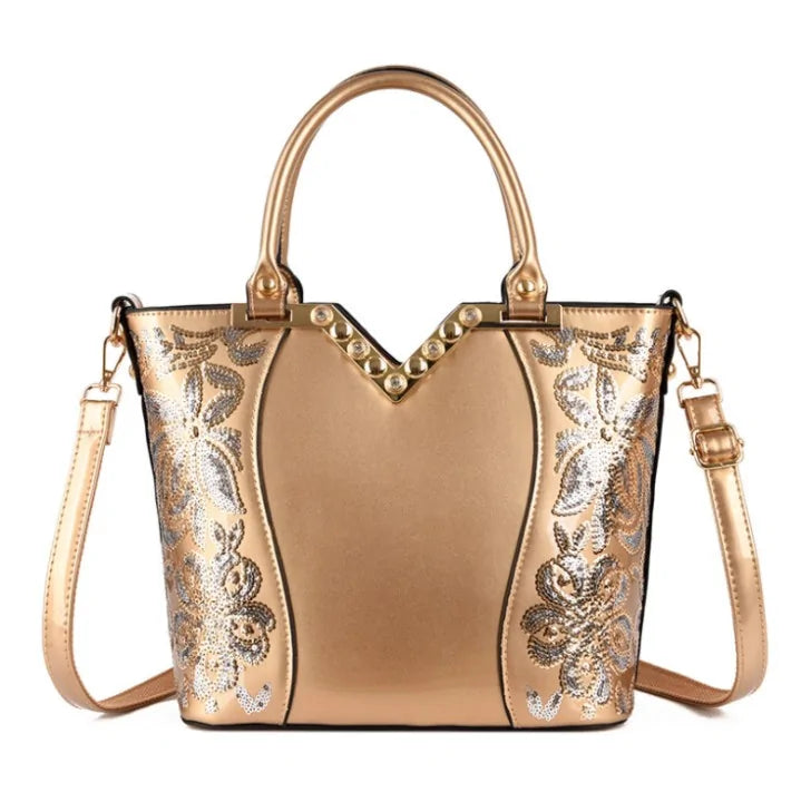 Elegant Sequin Embellished Patent Purse-Cleopatra Fashion