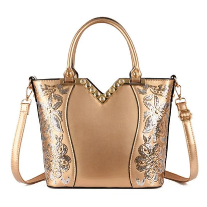Elegant Sequin Embellished Patent Purse-Cleopatra Fashion