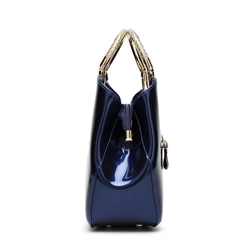 Patent Leather Chic Tote-Cleopatra Fashion