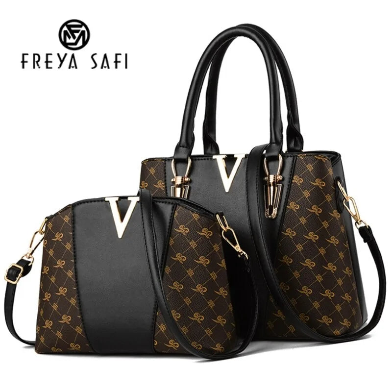 Ladies' Leather Duo Handbag Set-Cleopatra Fashion
