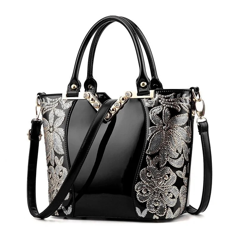 Elegant Sequin Embellished Patent Purse-Cleopatra Fashion