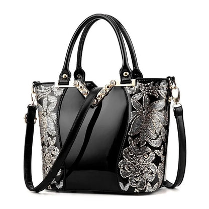 Elegant Sequin Embellished Patent Purse-Cleopatra Fashion