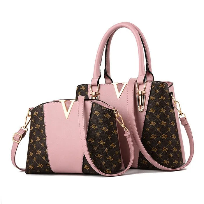 Ladies' Leather Duo Handbag Set-Cleopatra Fashion