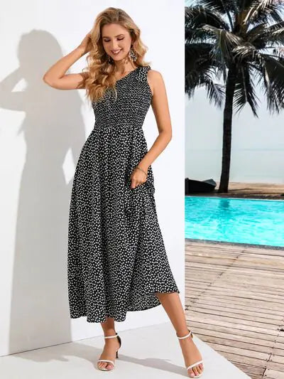 Zoe Asymmetrical Midi Dress-Cleopatra Fashion