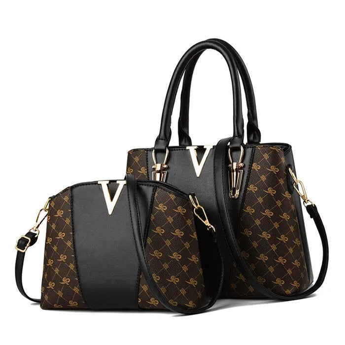Ladies' Leather Duo Handbag Set-Cleopatra Fashion