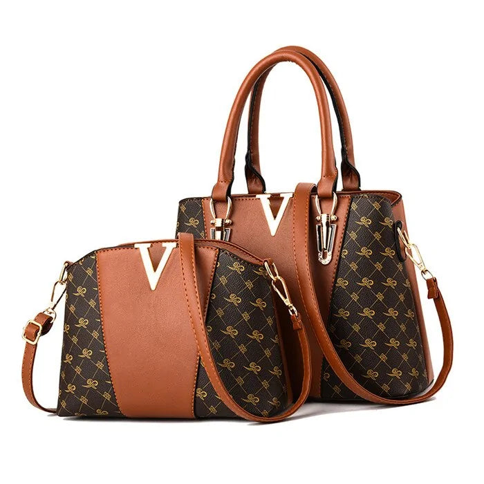 Ladies' Leather Duo Handbag Set-Cleopatra Fashion