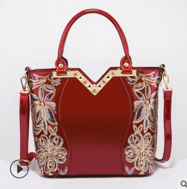 Elegant Sequin Embellished Patent Purse-Cleopatra Fashion