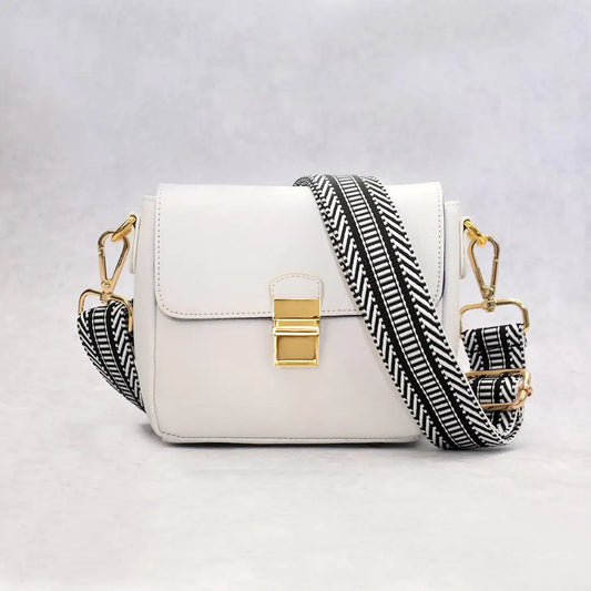 Petite White Leather Crossbody-Cleopatra Fashion