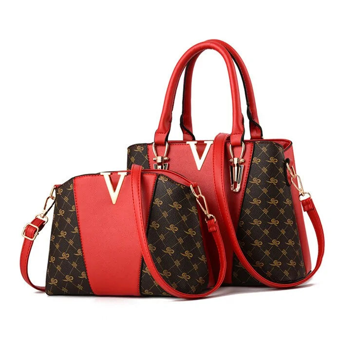 Ladies' Leather Duo Handbag Set-Cleopatra Fashion