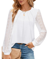 VALOLIA Dressy White Puff-Sleeve Blouse for Women XL-Cleopatra Fashion