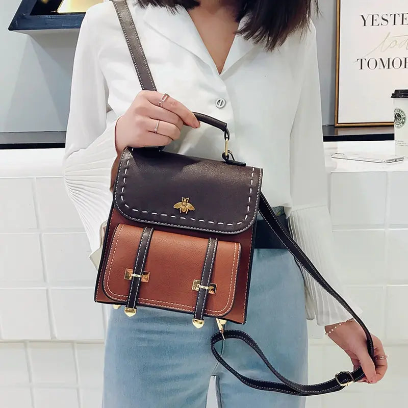 Chic Vintage PU Leather Backpack-Cleopatra Fashion