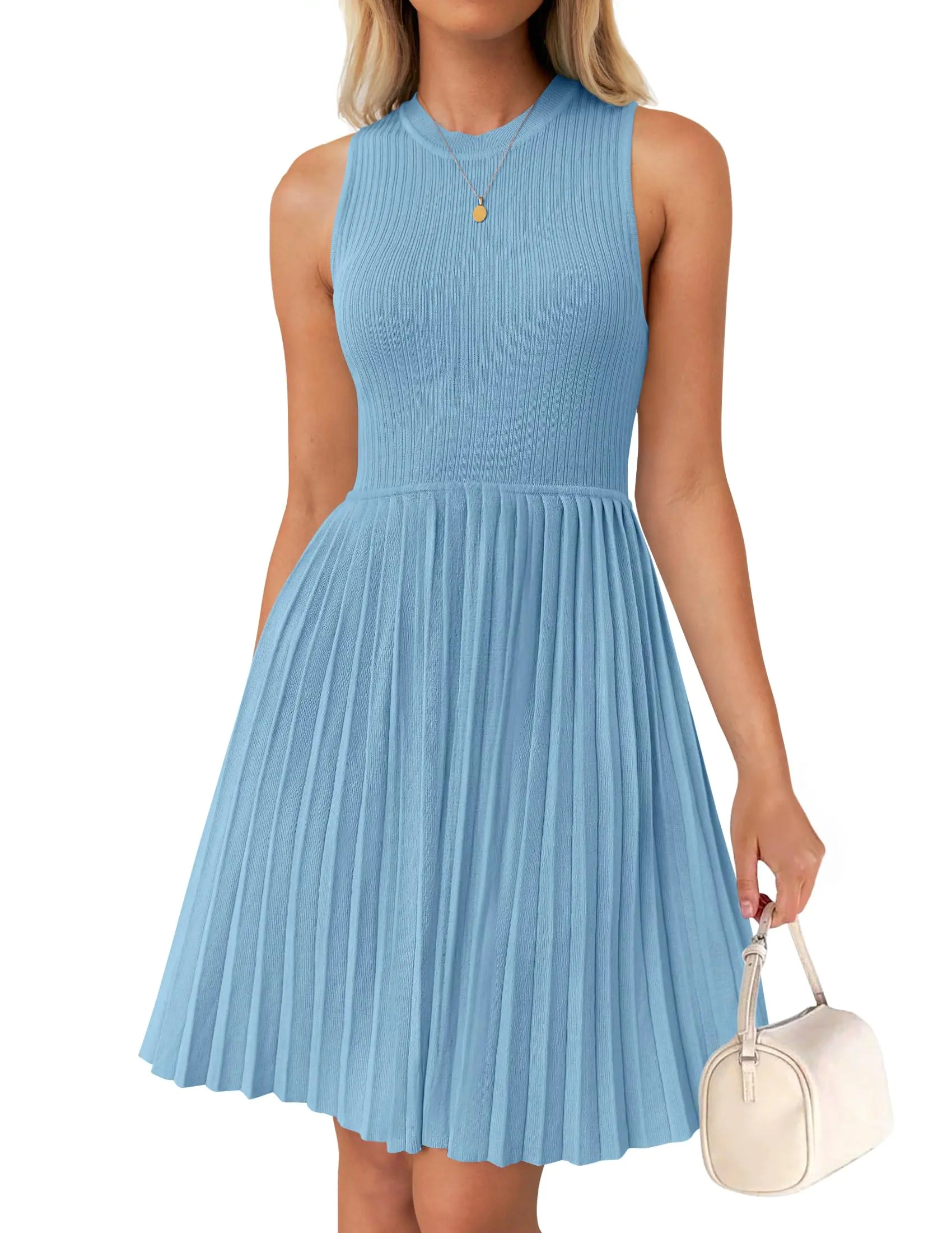 ZESICA Women's Knit A-Line Summer Mini Dress-Cleopatra Fashion