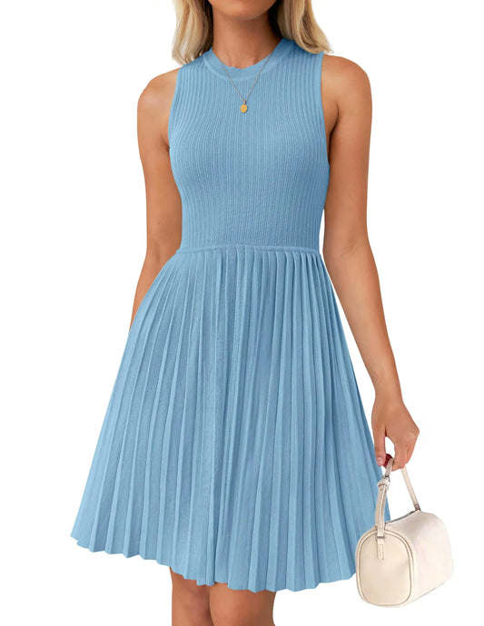 ZESICA Women's Knit A-Line Summer Mini Dress-Cleopatra Fashion