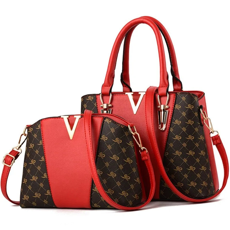 Ladies' Leather Duo Handbag Set-Cleopatra Fashion