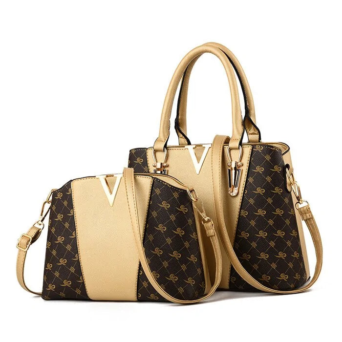 Ladies' Leather Duo Handbag Set-Cleopatra Fashion
