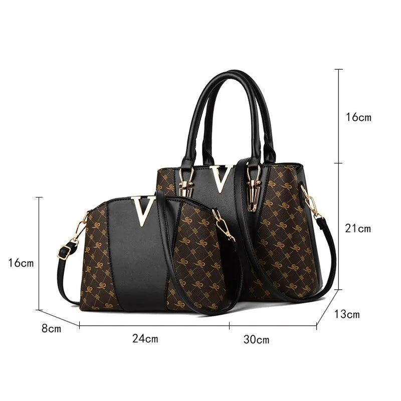 Ladies' Leather Duo Handbag Set-Cleopatra Fashion