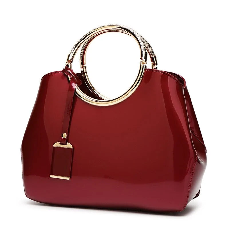 Patent Leather Chic Tote-Cleopatra Fashion