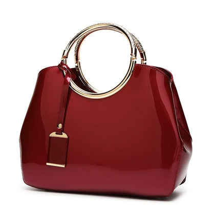 Patent Leather Chic Tote-Cleopatra Fashion